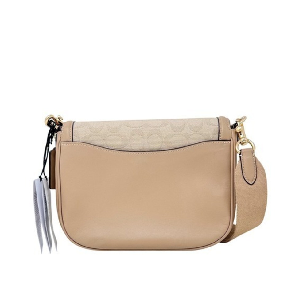 Coach Amelia Saddle Bag Signature Canvas Crossbody Dark Natural Multi Gold NWT - Picture 4 of 12